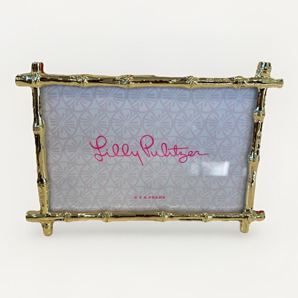 Lilly Pulitzer 4x6 Gold Bamboo Picture Frame- New in box - Picture 2 of 3